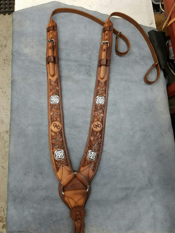 Leather Horse Breast Collar - Wither Straps for Good Over Shoulder Fit