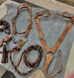 A Vintage Mecate Snaffle Bridle Set