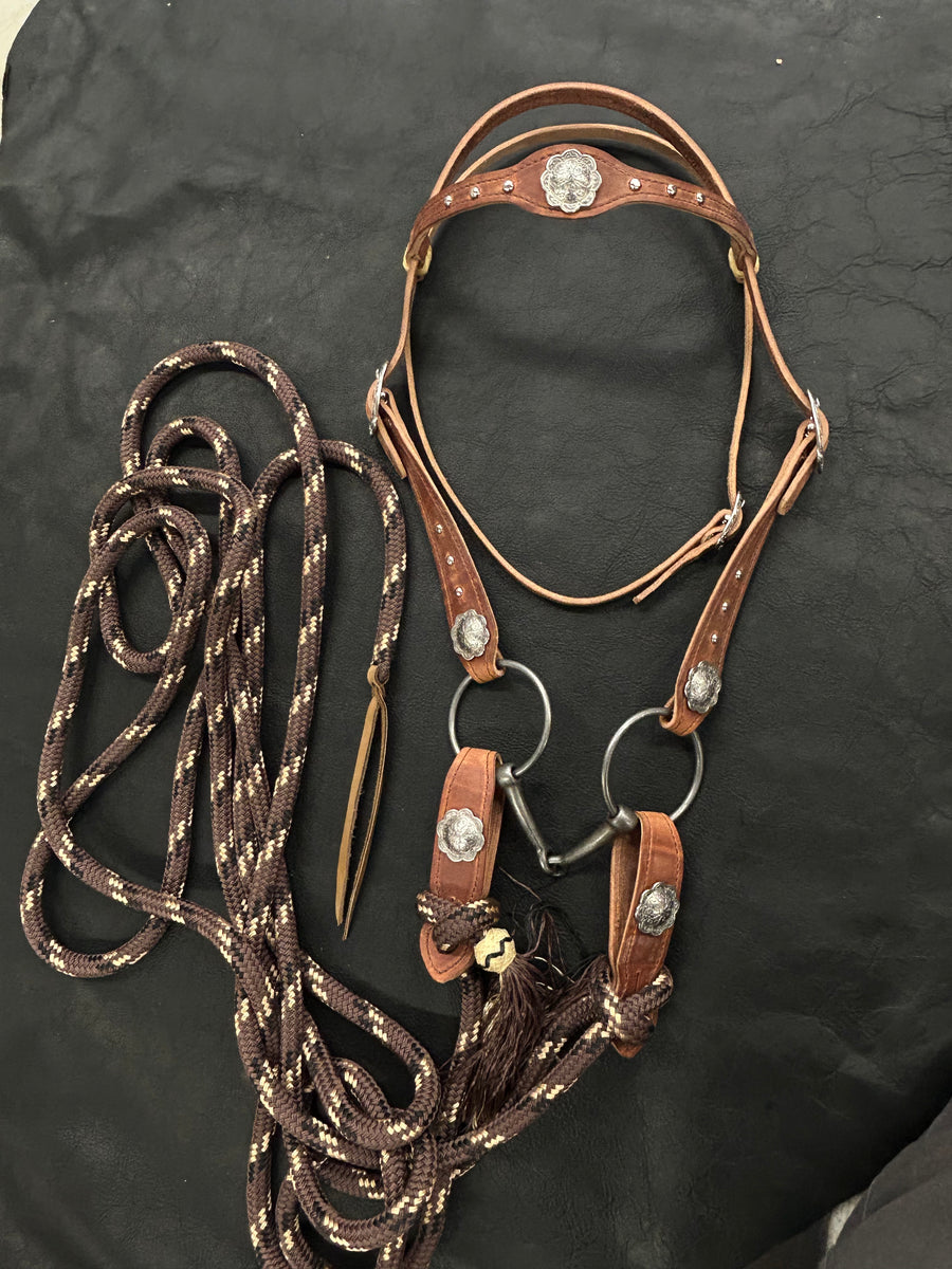 Panier Clouté Western Tough1 En Cuir Tressé Pour Cheval - Buckaroo