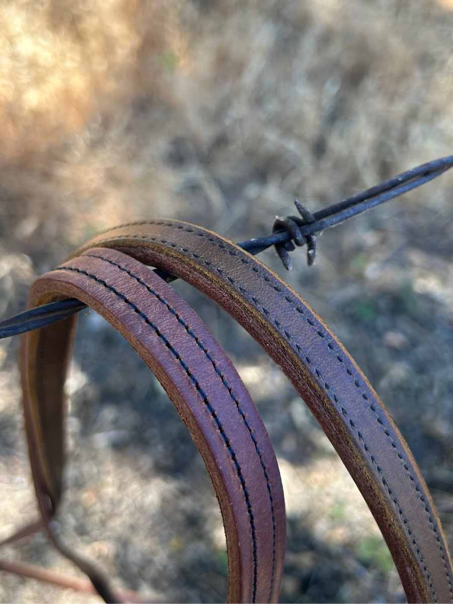 Rênes Fendues En Cuir Buckaroo - Longueur 7 Pieds Et Plus - Marron - Occasion Peu Utilisé - Fabriqué Aux États-Unis
