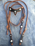 Tooled Brown and Black Leather Headstall