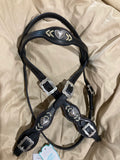 Quality Leather Horse Headstall Made in USA with Silver conchos