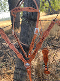 Antiqued Wild Rose Leather Bridle Set