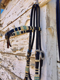 Black Headstall Western Rawhide Turquoise