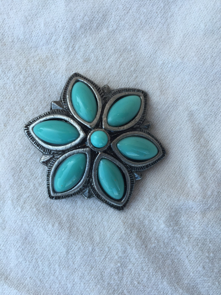 Turquoise Flower Concha – Buckaroo Leather Products