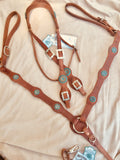 Turquoise scallop bridle breast collar set.