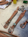 Turquoise Copper Feather Headstall,  Hermann Oak® Leather