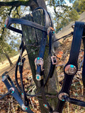 Turquoise Copper Feather Headstall,  Hermann Oak® Leather