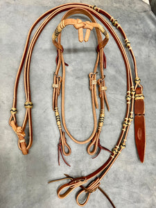 A Harness Horse Headstall Rawhide Bridle Set