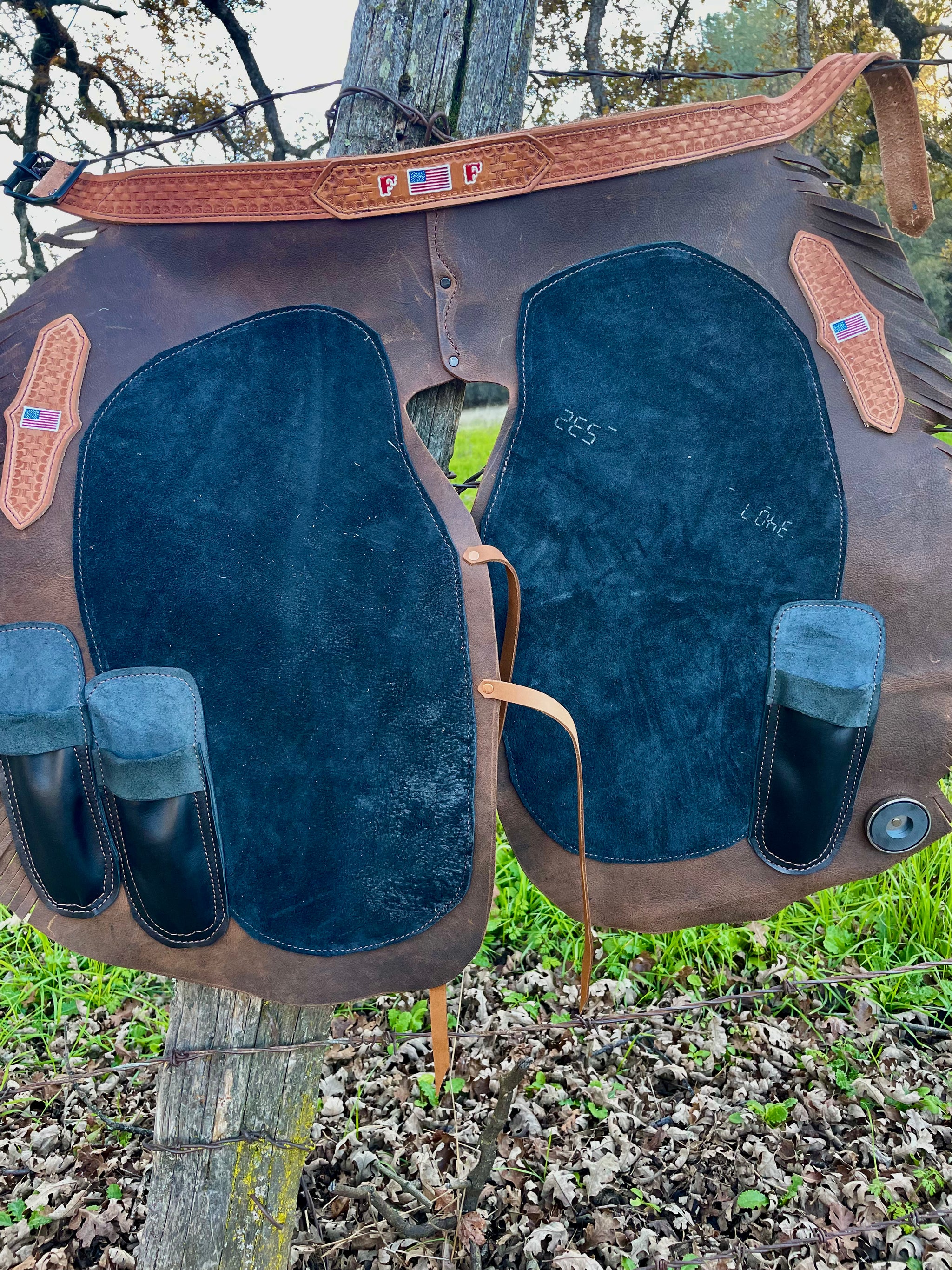 Chaps En Cuir Vert Sur Mesure - R Bar K - Neuf Made In USA - Trail Riding