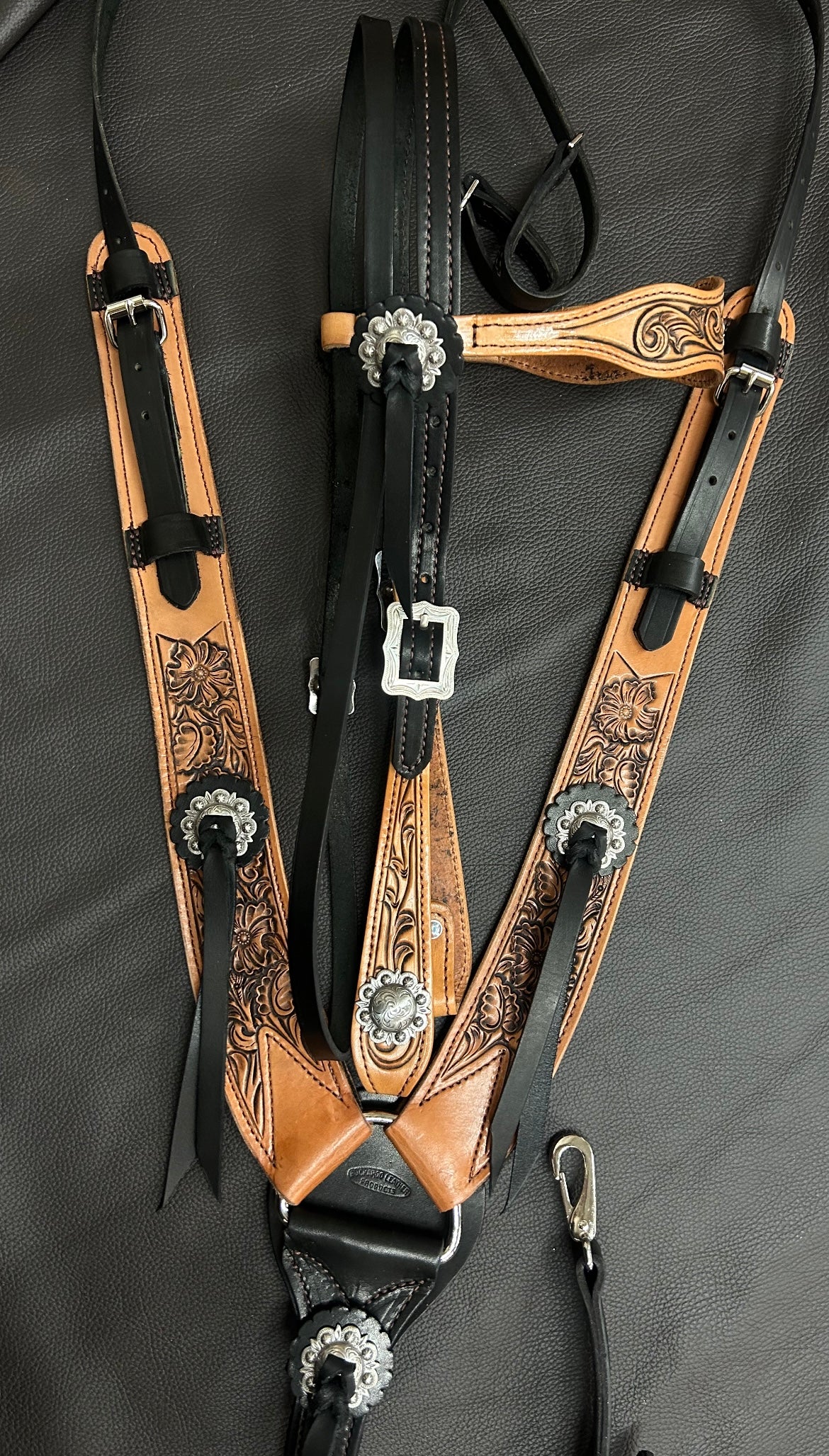 Têtière Western Sliestier Avec Mors Roller Et Rênes Fendues - Cuir US