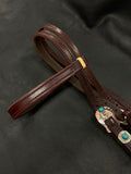 Turquoise Copper Feather Headstall,  Hermann Oak® Leather