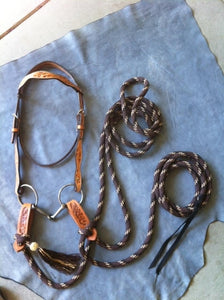 A Vintage Mecate Snaffle Bridle Set - Buckaroo Leather Products A Vintage Mecate Snaffle Bridle Set - Buckaroo Leather Products