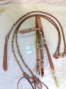 Bridle and Rein with Rawhide Set