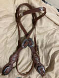 Quality Leather Horse Headstall Made in USA with Silver