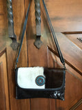Cowhide cross body purse