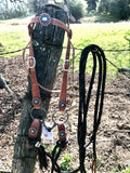 old western snaffle bridle set with mecate rein