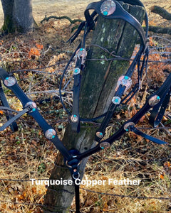 Turquoise Copper Feather Headstall